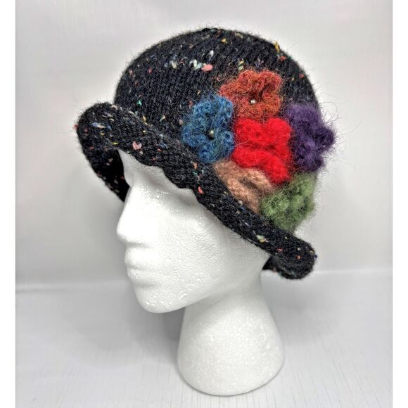 Womens Knit Boho Artsy Cloche Hat Small Medium Statement Eclectic Unique Maximal main image 4